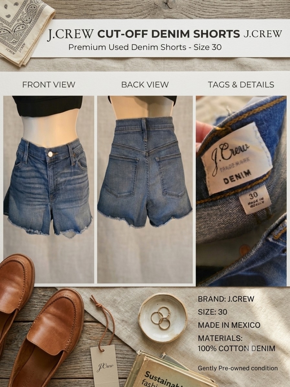 J. Crew Blue Cut-Off Denim Shorts with Raw Hem